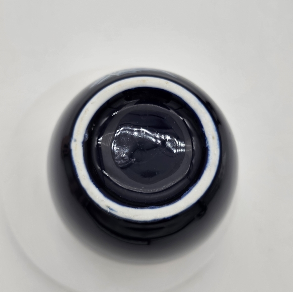 Asian Cobalt Blue Enamel Vase Ginger Jar Turtledove Japan - Picture 3 of 5